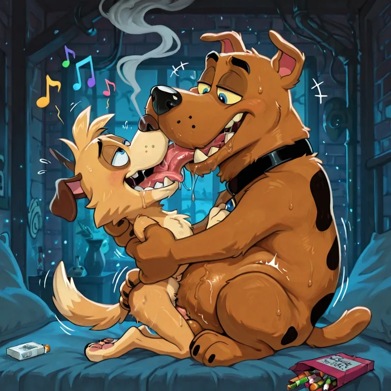 Courage the Cowardly Dog in Rainbow Musical Vore Scene