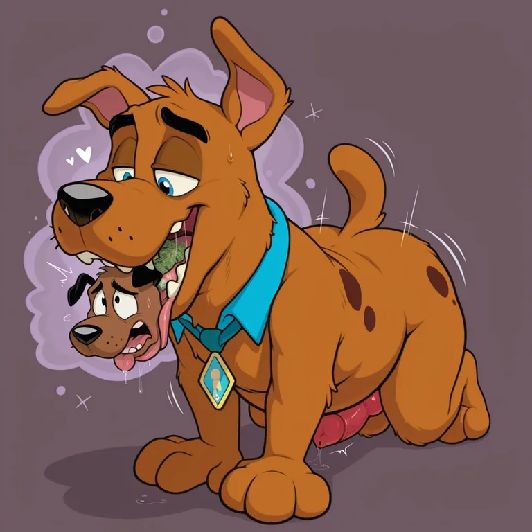 Two Toony Dogs in a Romantic Embrace