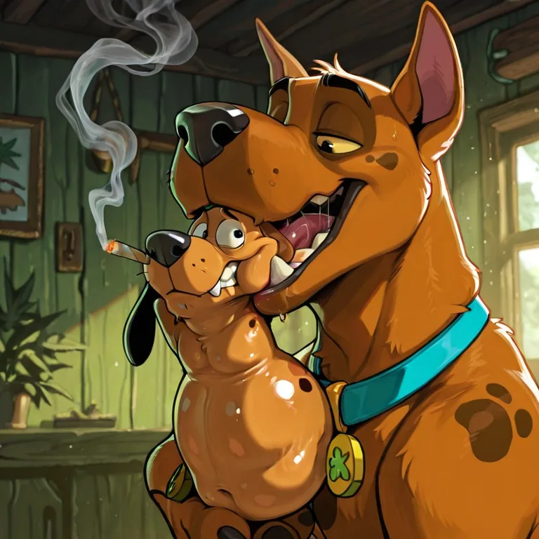 Scooby and Courage Sharing a Hazy Moment