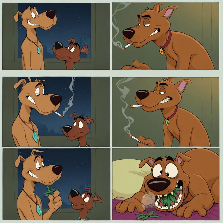 Courage the Cowardly Dog and Scooby-Doo Enjoying Marijuana