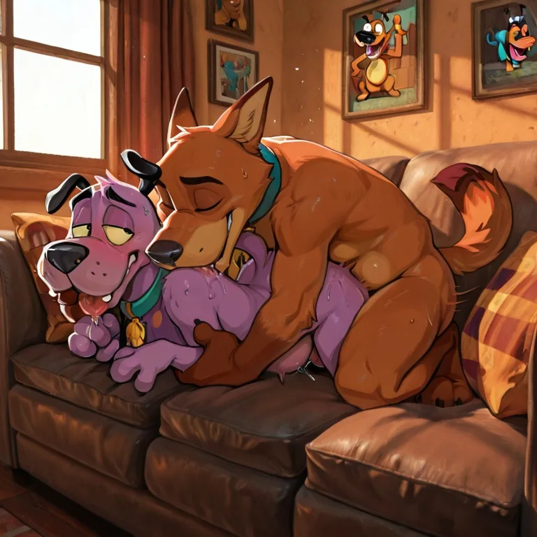 Courage the Cowardly Dog and Nick Wilde in Intimate Embrace