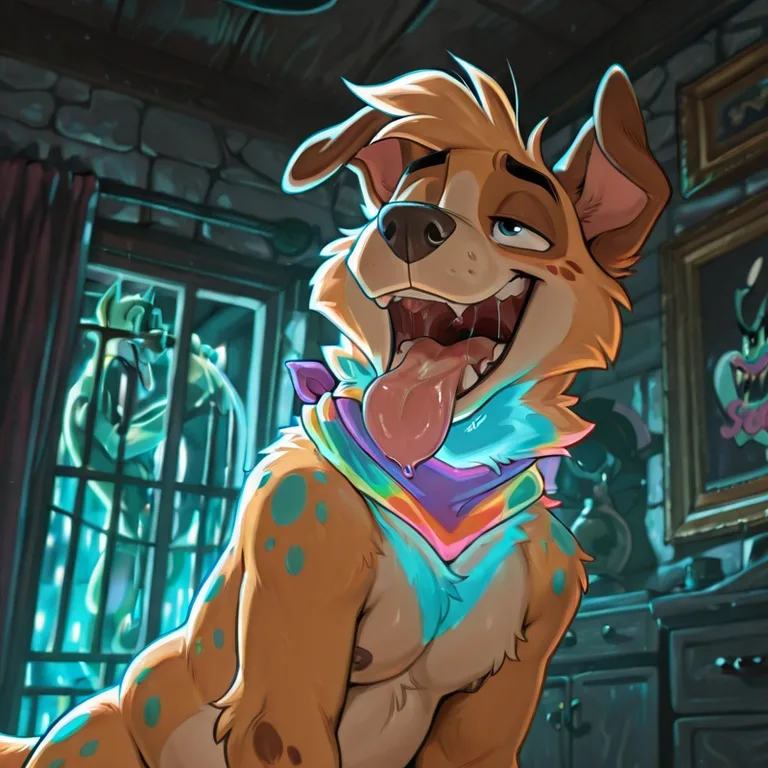 Courageous Anthro Fox in Neon Rainbow Fur