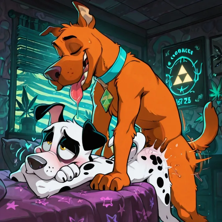 Courage the Cowardly Dog in Neon Rainbow Wonderland