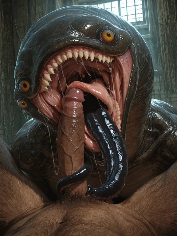 photorealism, fellatio_horror, leech, grotesque