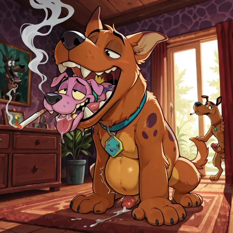 Courage and Scooby Share a Smoke