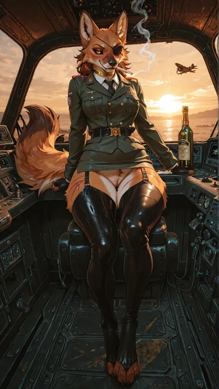 Maned Wolf Pilot in WWII Cockpit