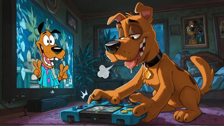 Courage the Cowardly Dog in Neon Spotlights
