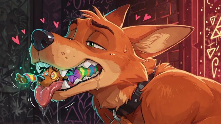 Courage the Cowardly Dog in Neon Furry Scene