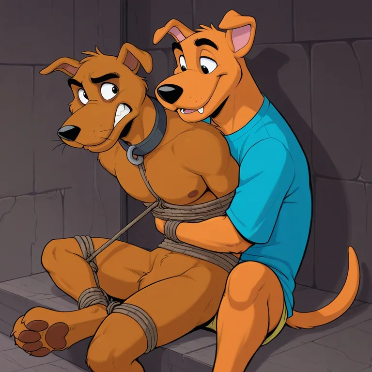 Adventurous Canines Tied Together