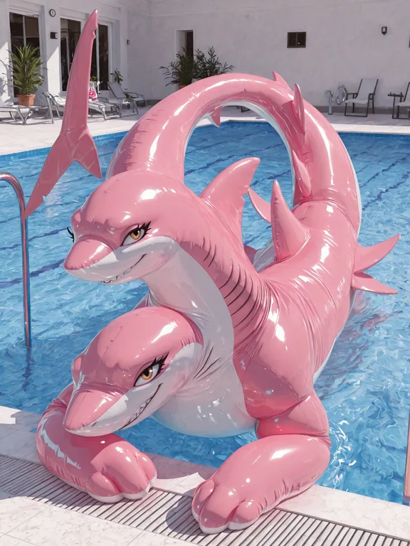 Pink Shark Inflatable by Poolside