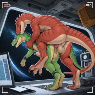Alien Raptor Strippers in Space Station