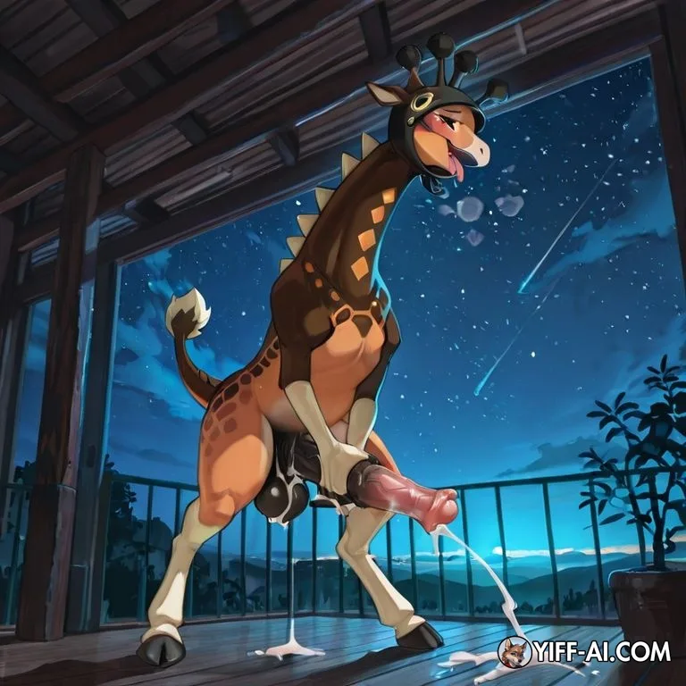 Majestic Giraffe Couple at Night