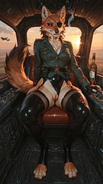 Drunk Female Maned Wolf Pilot in Cockpit