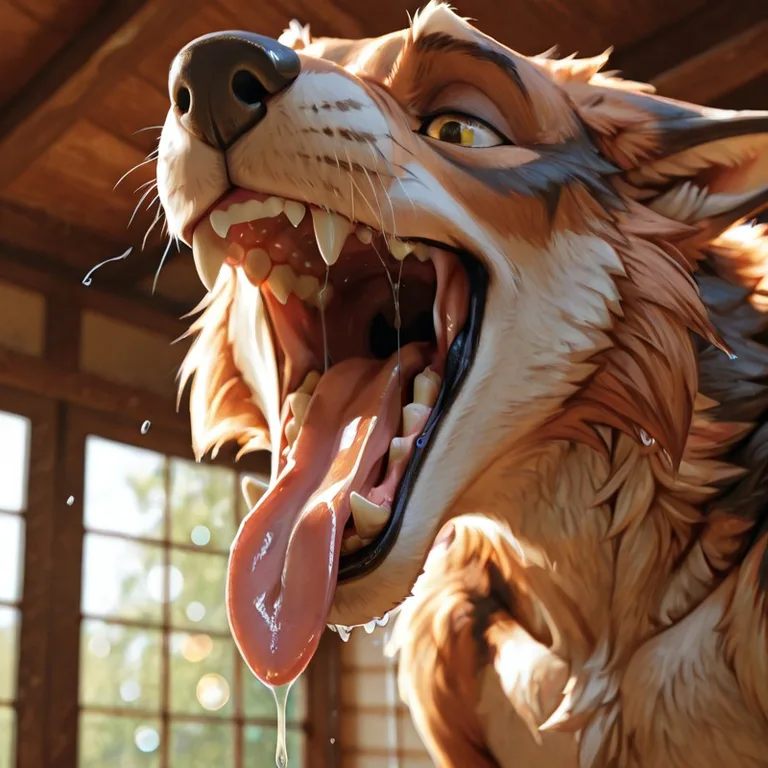 Canine Mouth Close-Up In Dramatic Cinematic Lighting