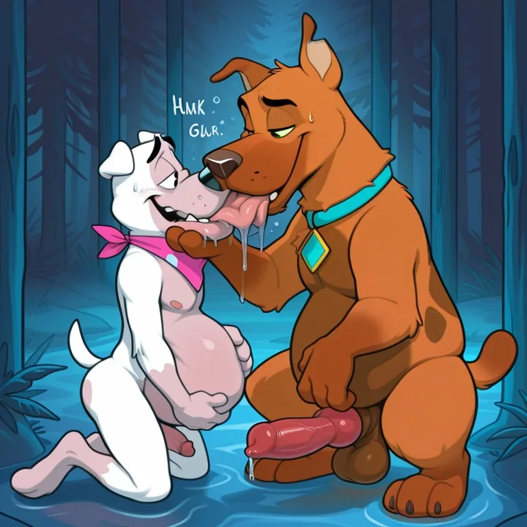 A Purple Anthro Dog In A Romantic Embrace