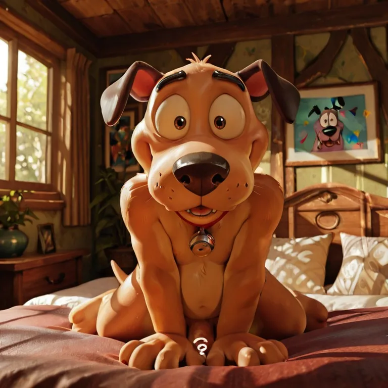 Courage the Cowardly Dog Anthro in a Playful Meadow