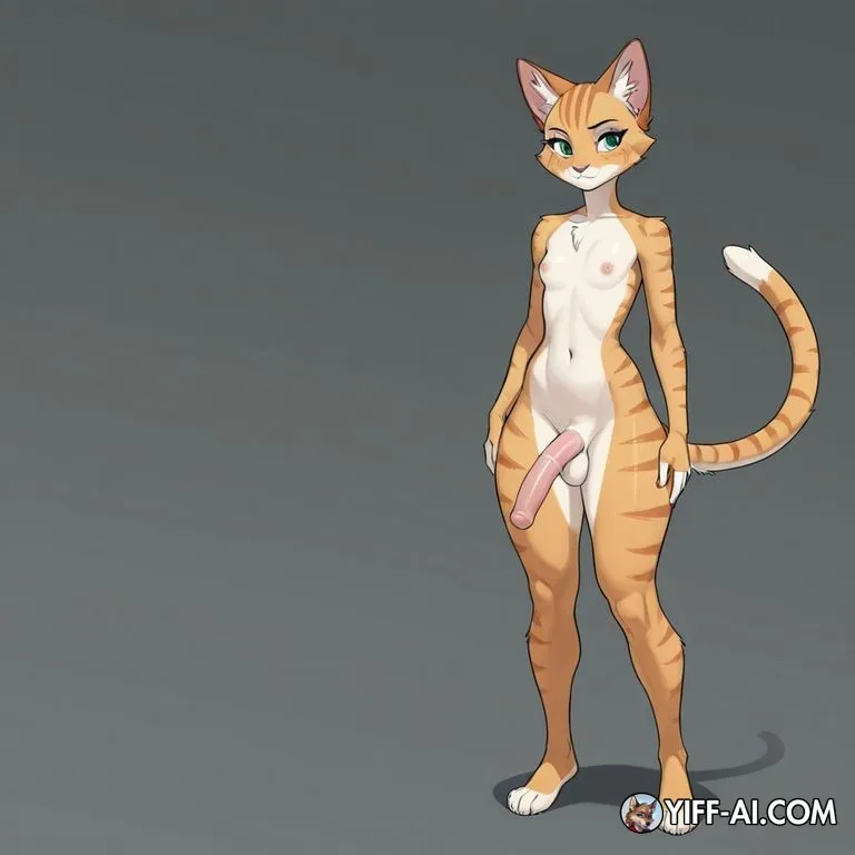 Flat Chested, Catgirl, Standing Full Body, Strong Thighs