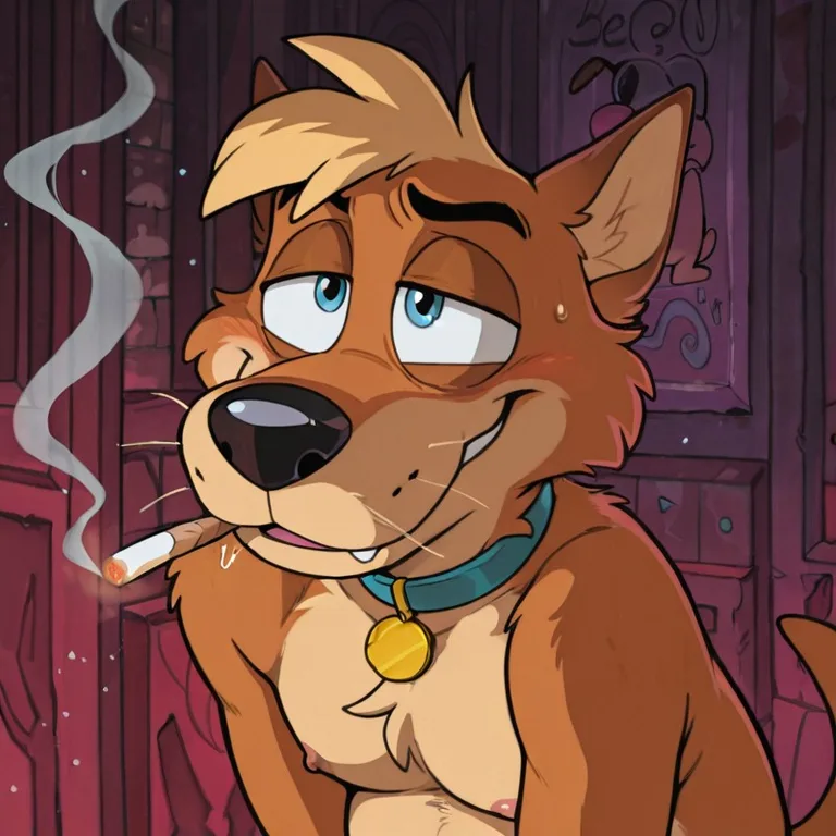 Relaxed Furry Duo Sharing a Joint