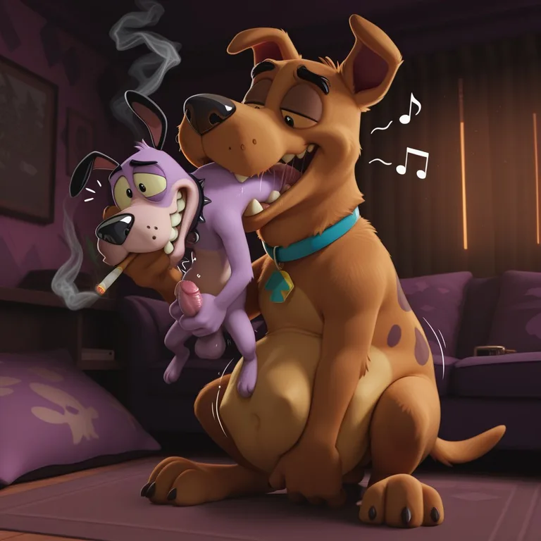 Courageous Canine Smoking and Swallowing