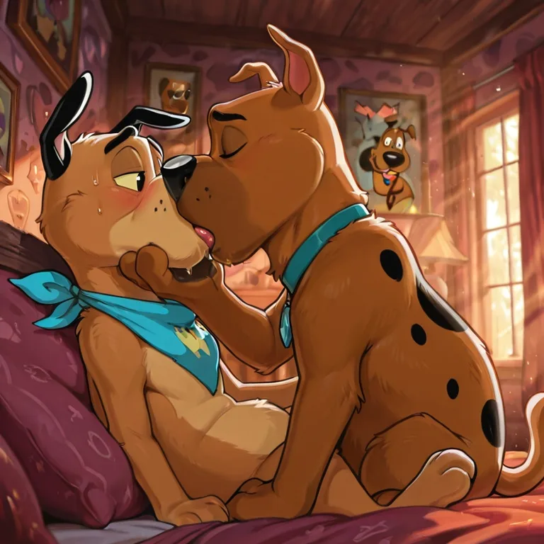 Courage Kissing Scooby Doo