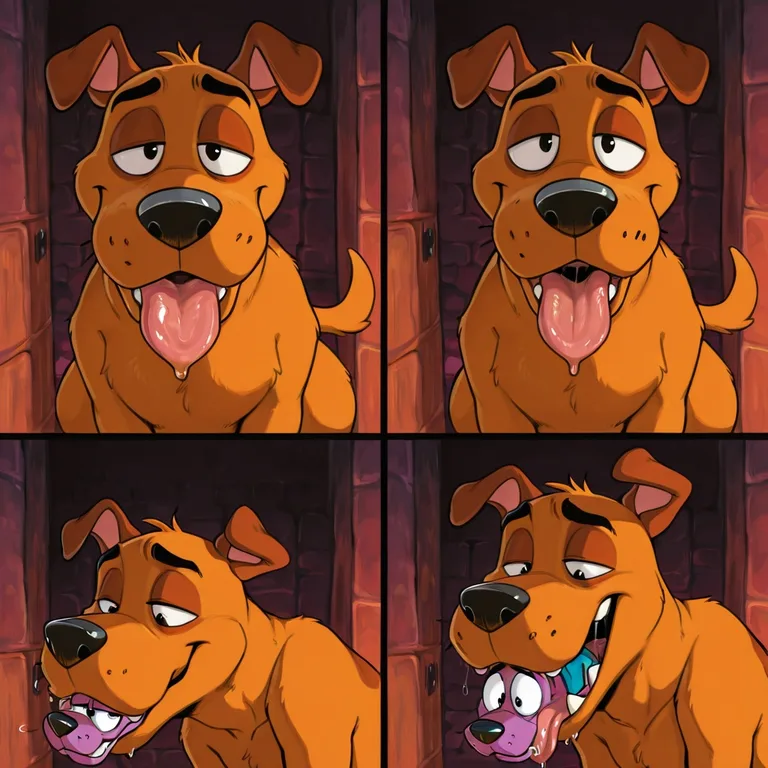 Scooby Doo and Courage in Comic Vore Scene