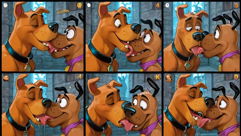 Scooby Doo and Courage Kissing Passionately