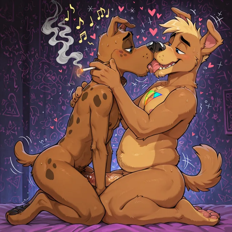 Anthro Characters in Passionate Embrace
