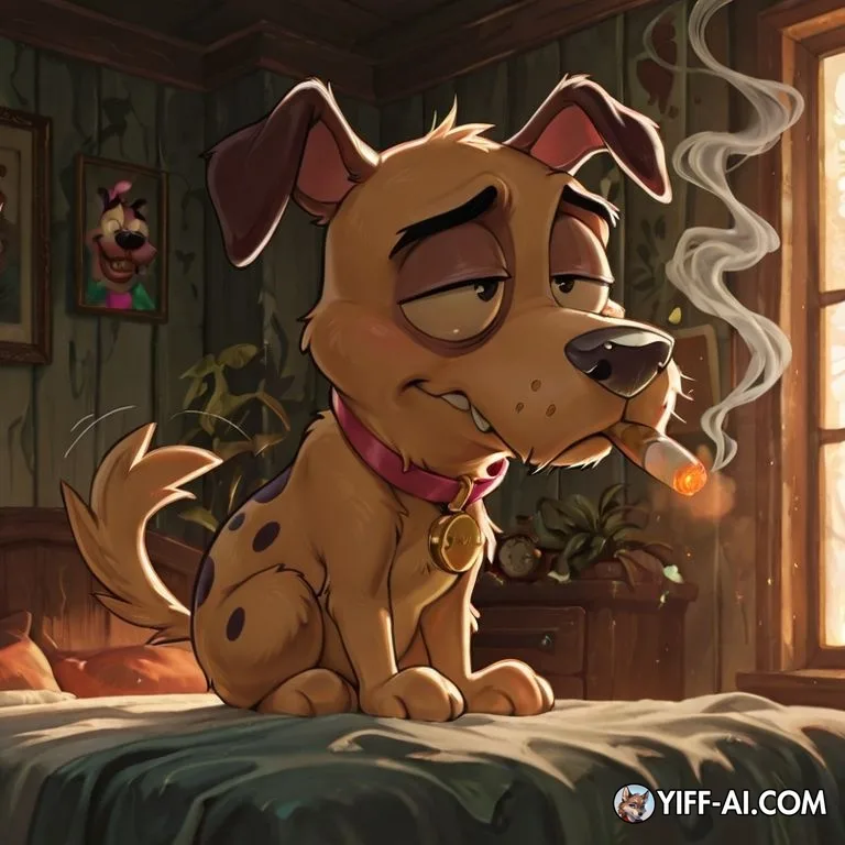 Courageous Male Canines Enjoying a Smoke Session