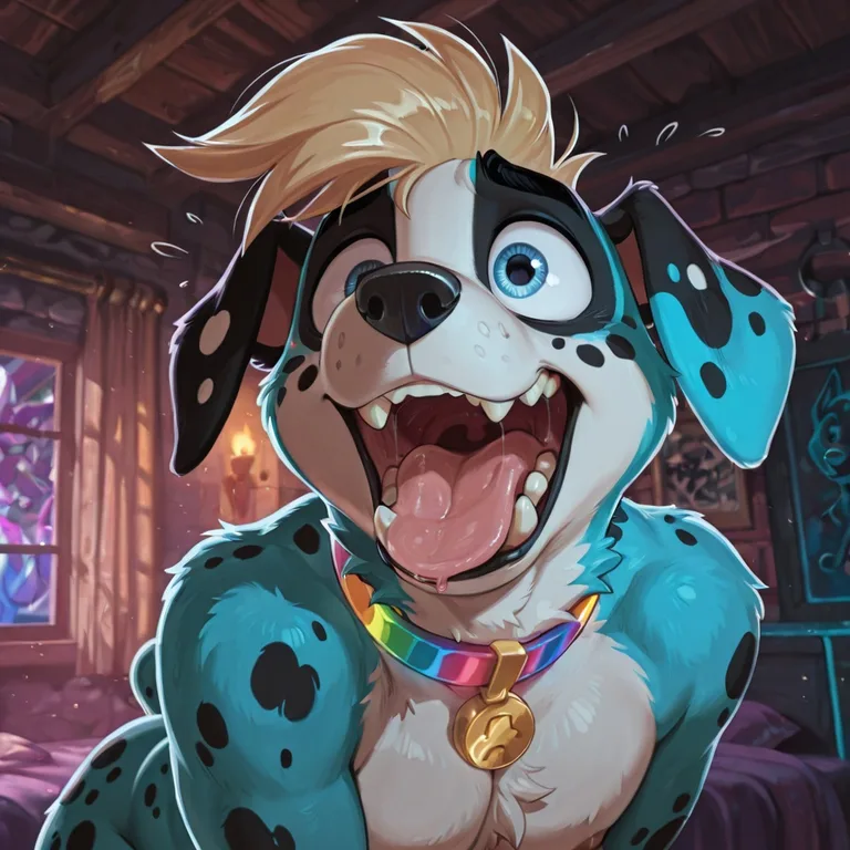 Anthro Courage the Cowardly Dog Fox with Rainbow Fur