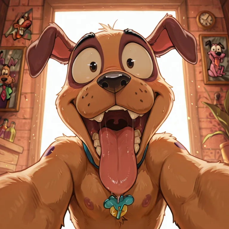male, courage the cowardly dog, gay, stoner,  mouth open wid