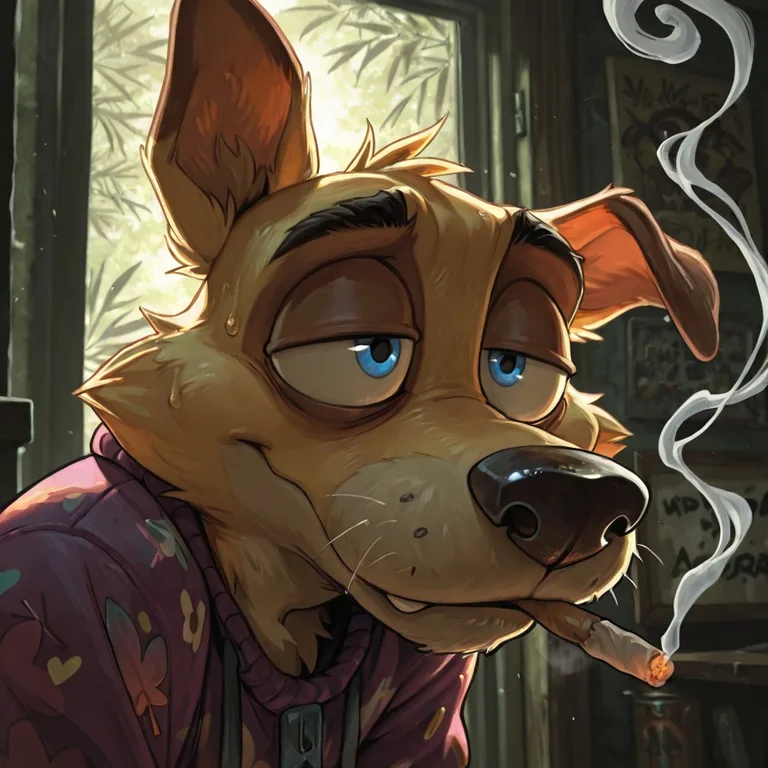 Cowardly Dog Toon Smoking Marijuana