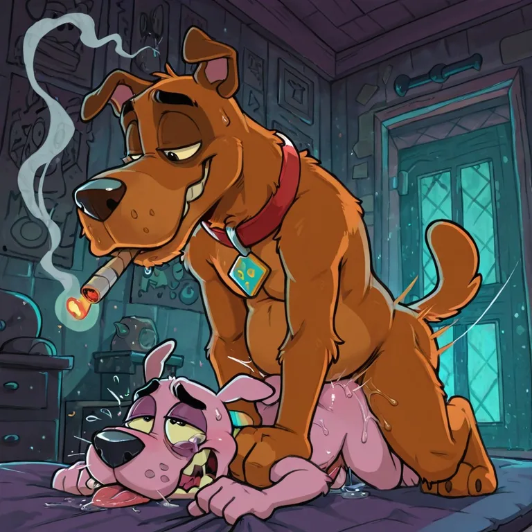 Courage the Cowardly Dog and Scooby Doo Intimate Moment
