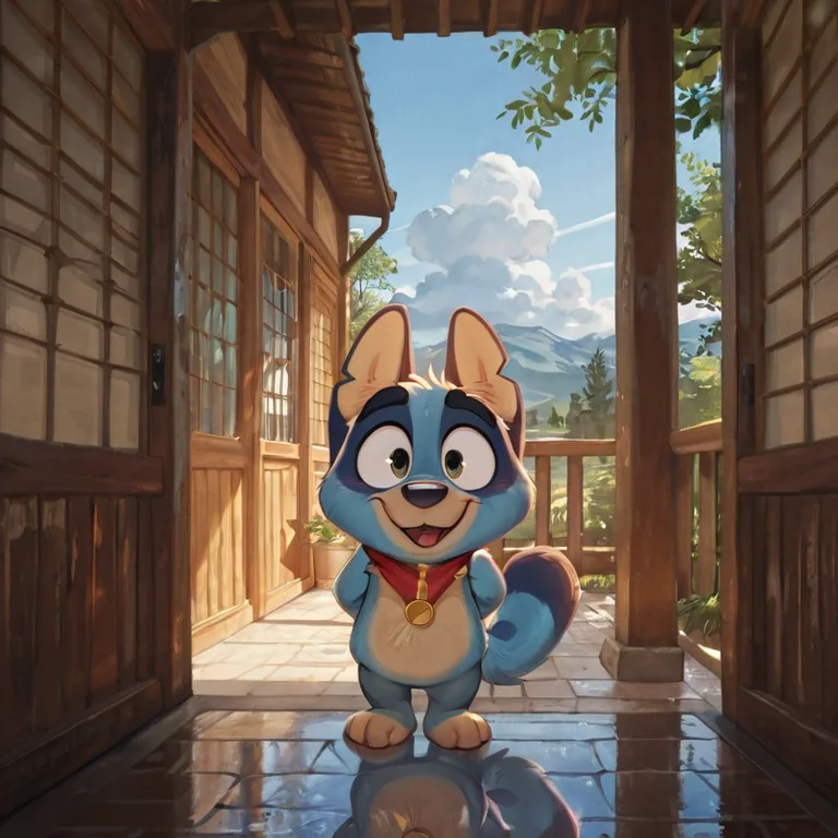 Bandit Bluey and Family Enjoying a Sunny Day