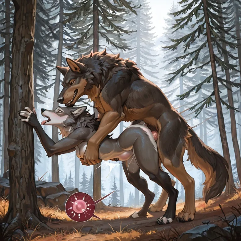 Feral Wolf Dominating Dragon in Wild Embrace