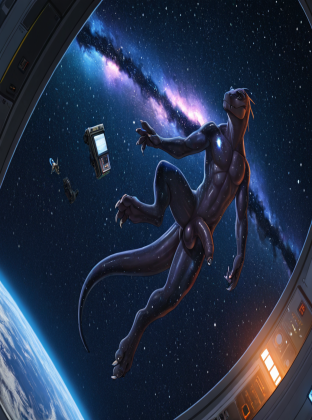 Alien Warrior in Galactic Space Station