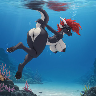 Aged Dragon Seductively Sinking Underwater