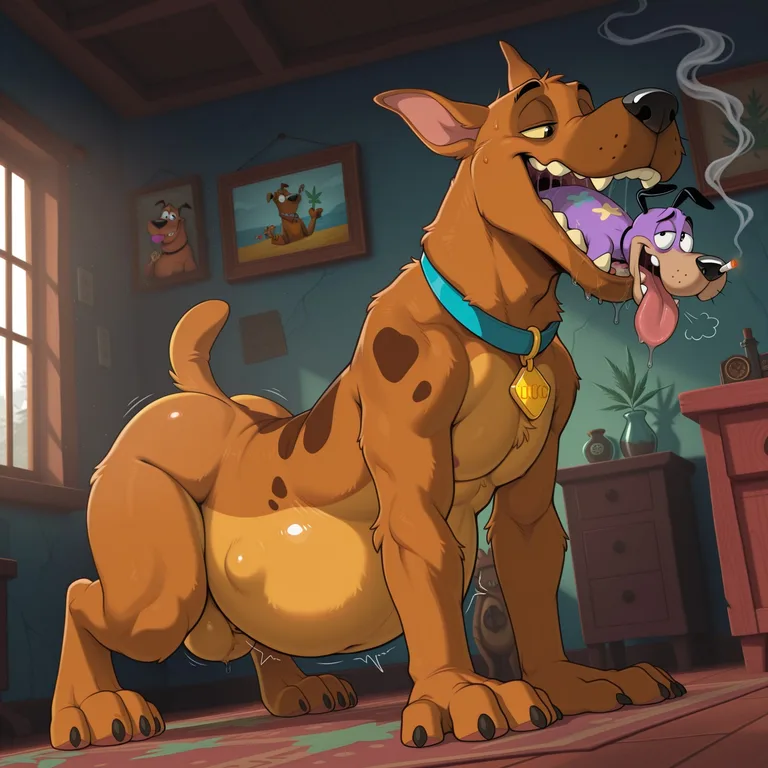 Scooby Doo And Courage The Cowardly Dog Sharing Marijuana