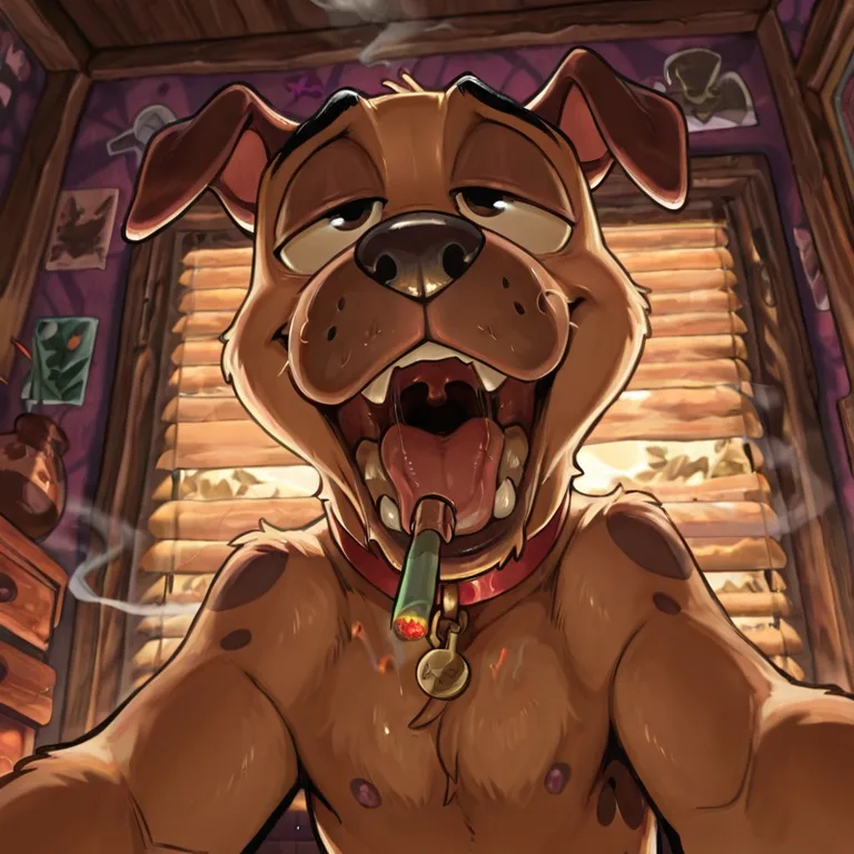 Line 1: Courage the Cowardly Dog Puffing on Marijuana Joint