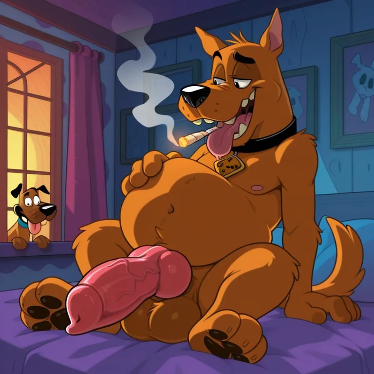 Anthro Courage the Cowardly Dog Smoking Marijuana