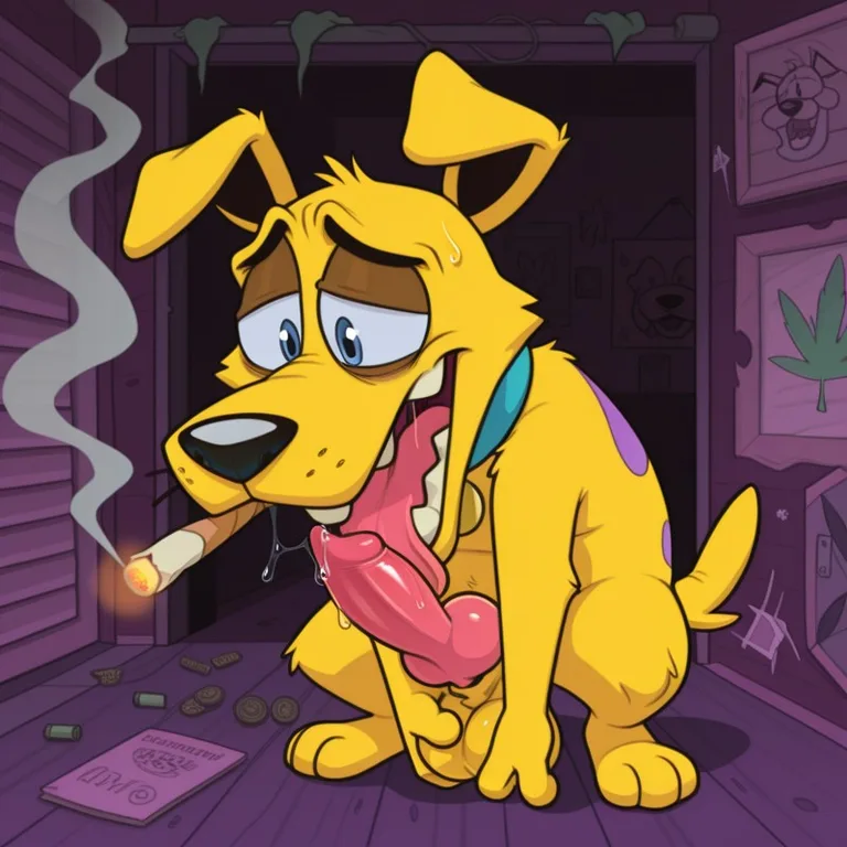 Courage the Cowardly Dog Smoking Marijuana Stoner