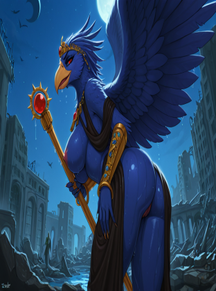 Tzeentch's Avian Sorceress in Ruined Library