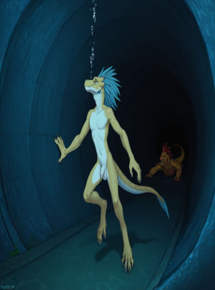 Alien Creature in Underwater Tunnel