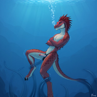 Underwater Encounter with Translucent Tentacles