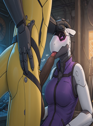 Cybernetic Couple in Futuristic Garage