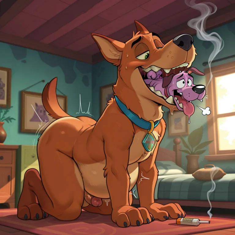 Courage the Cowardly Dog and Scooby-Doo Share a Hazy Meadow