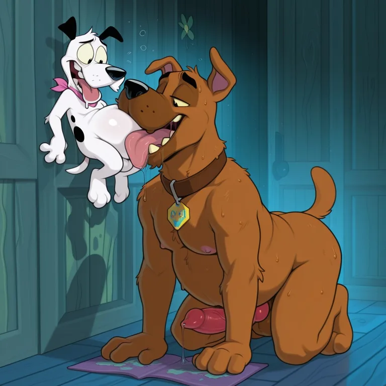 Two Toon Dogs Share a Romantic Embrace
