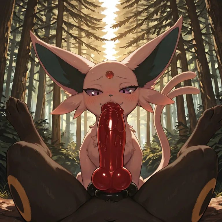 Espeon and Umbreon in a Forest Encounter Feral