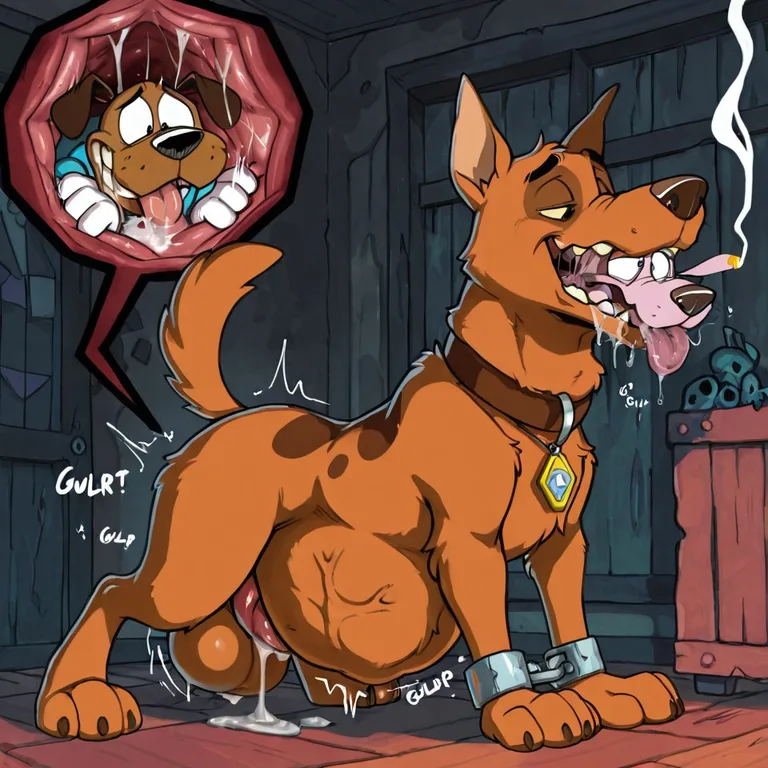 Courage the Cowardly Dog in Surreal Stoner Scene