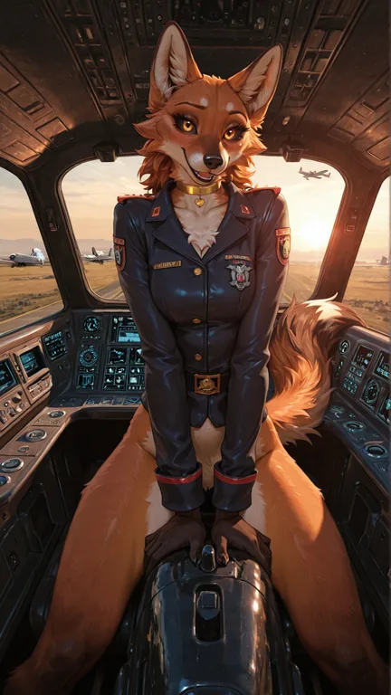 Maned Wolf Pilot in Airplane Cockpit