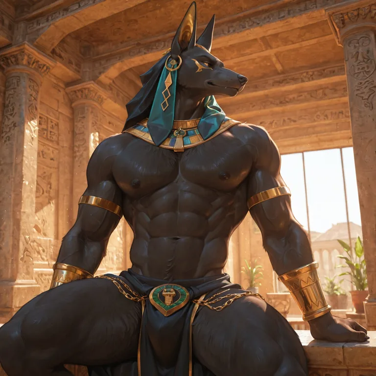 Anubis Jackal God Posed for Portrait